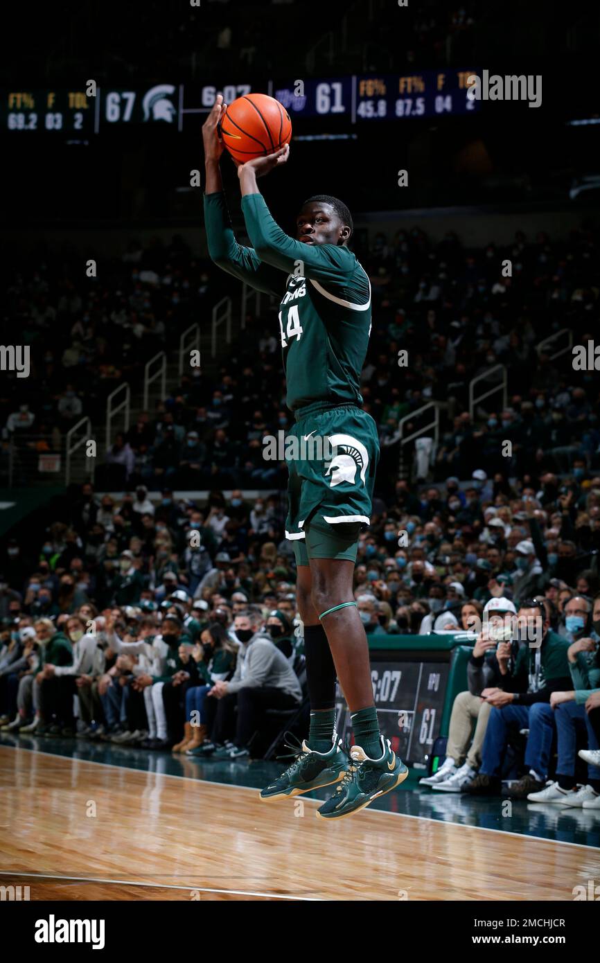 Michigan State's Gabe Brown shoots against High Point during an NCAA