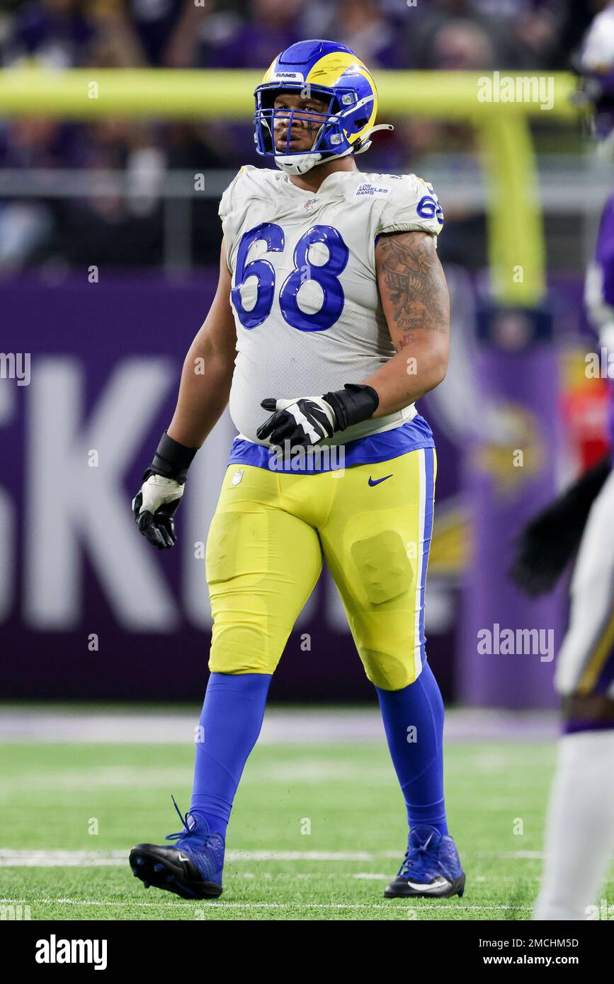 Los Angeles Rams offensive tackle Alaric Jackson (68) during a NFL  preseason game against the Las Vegas Raiders, Saturday, August 21, 2021, in  Inglewood, CA. The Raiders defeated the Rams 17-16. (jon