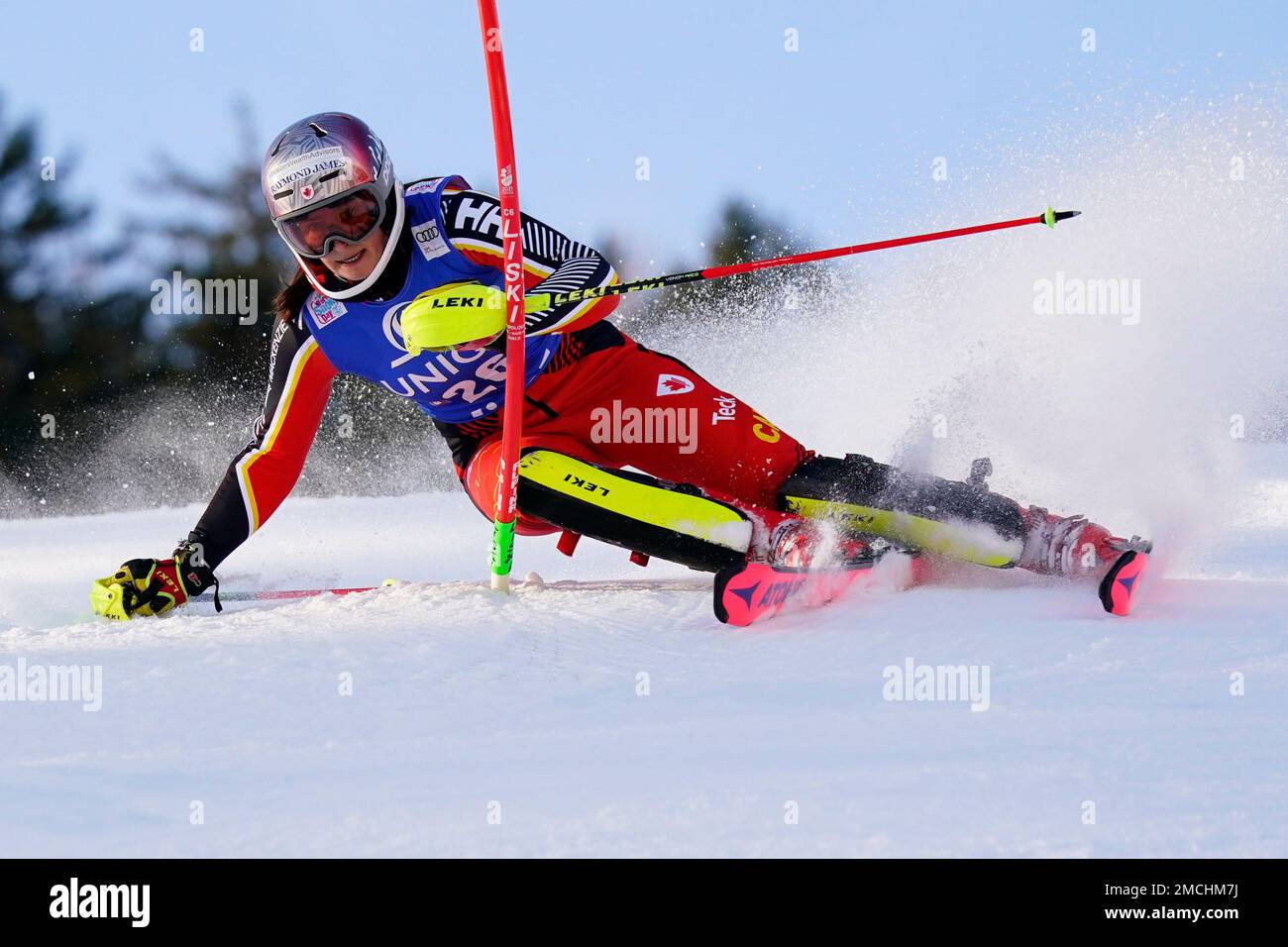 Canada's Ali Nullmeyer competes during an alpine ski women's World Cup ...