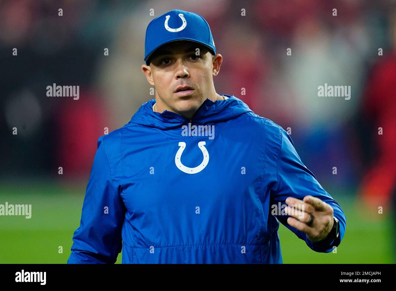 Indianapolis Colts head coach Jeff Saturday on the sidelines during an NFL  football game against the Pittsburgh Steelers, Monday, Nov. 28, 2022, in  Indianapolis. (AP Photo/Zach Bolinger Stock Photo - Alamy