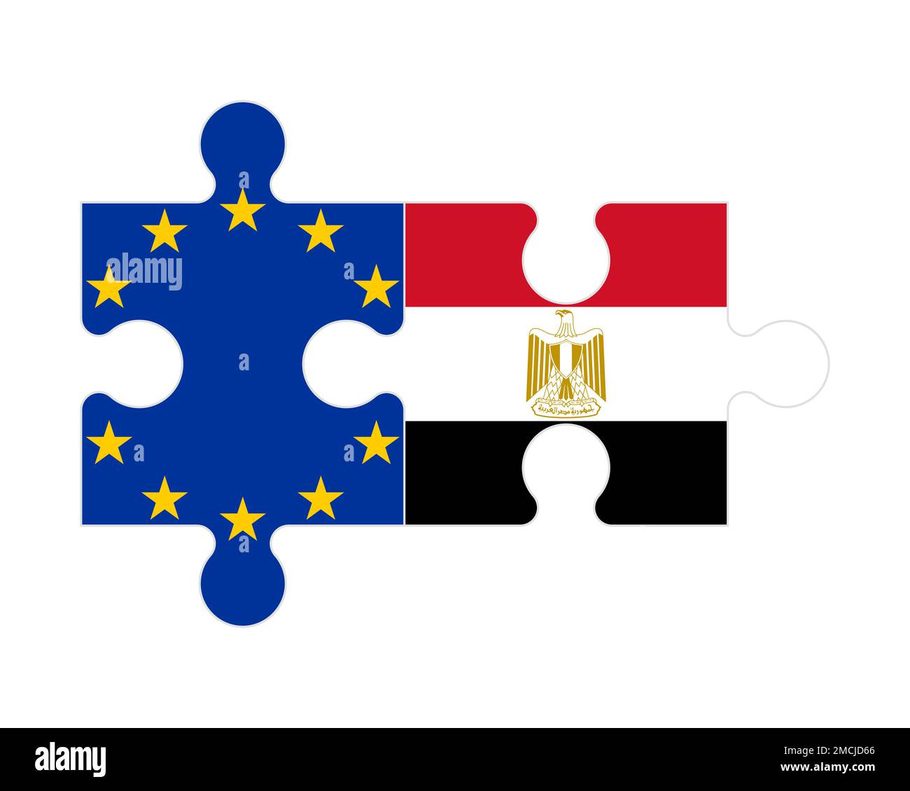 Connected puzzle of flags of European Union and Egypt, vector Stock ...