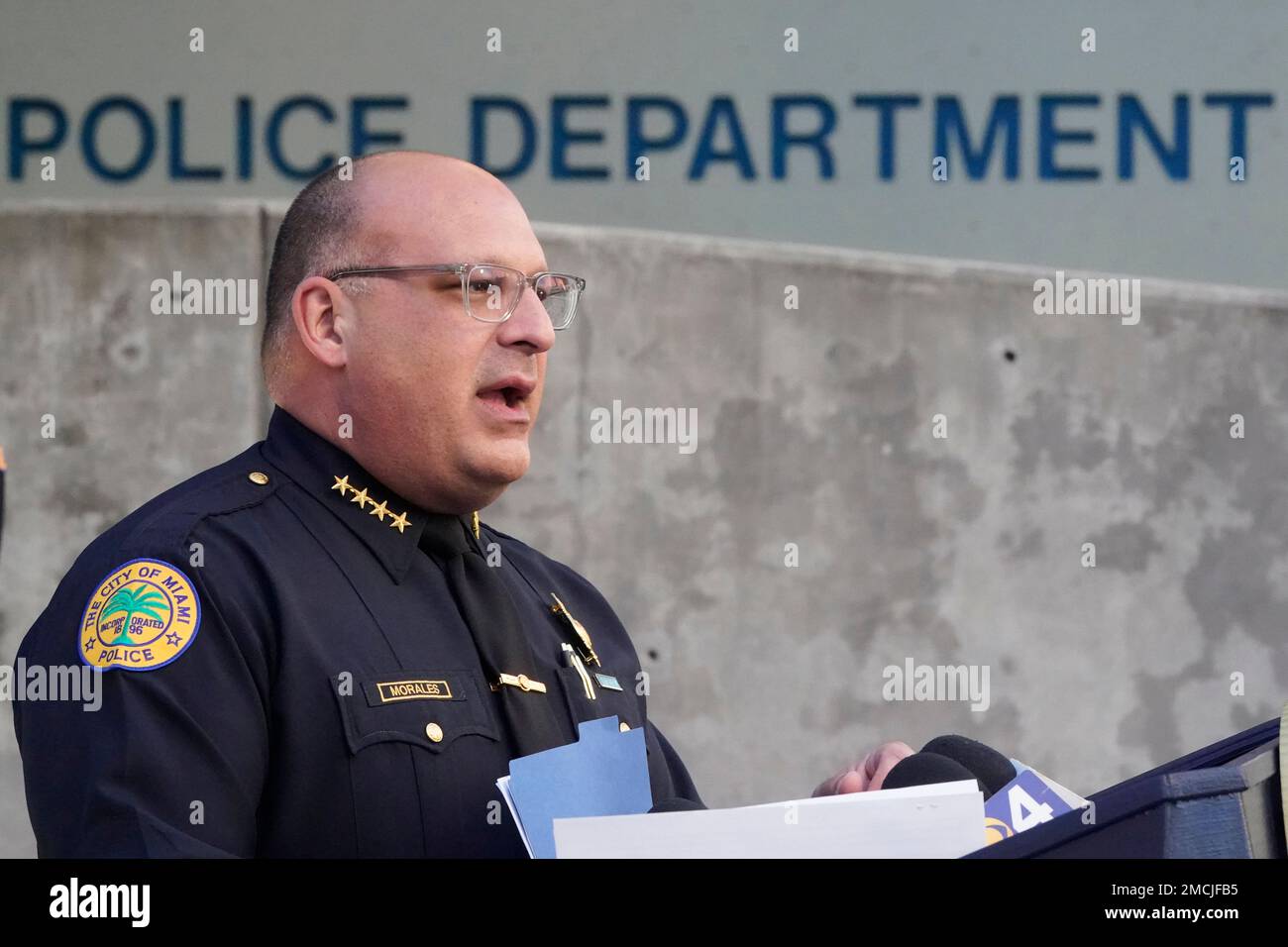 Miami Police interim Chief Manuel Morales announces the arrest of a