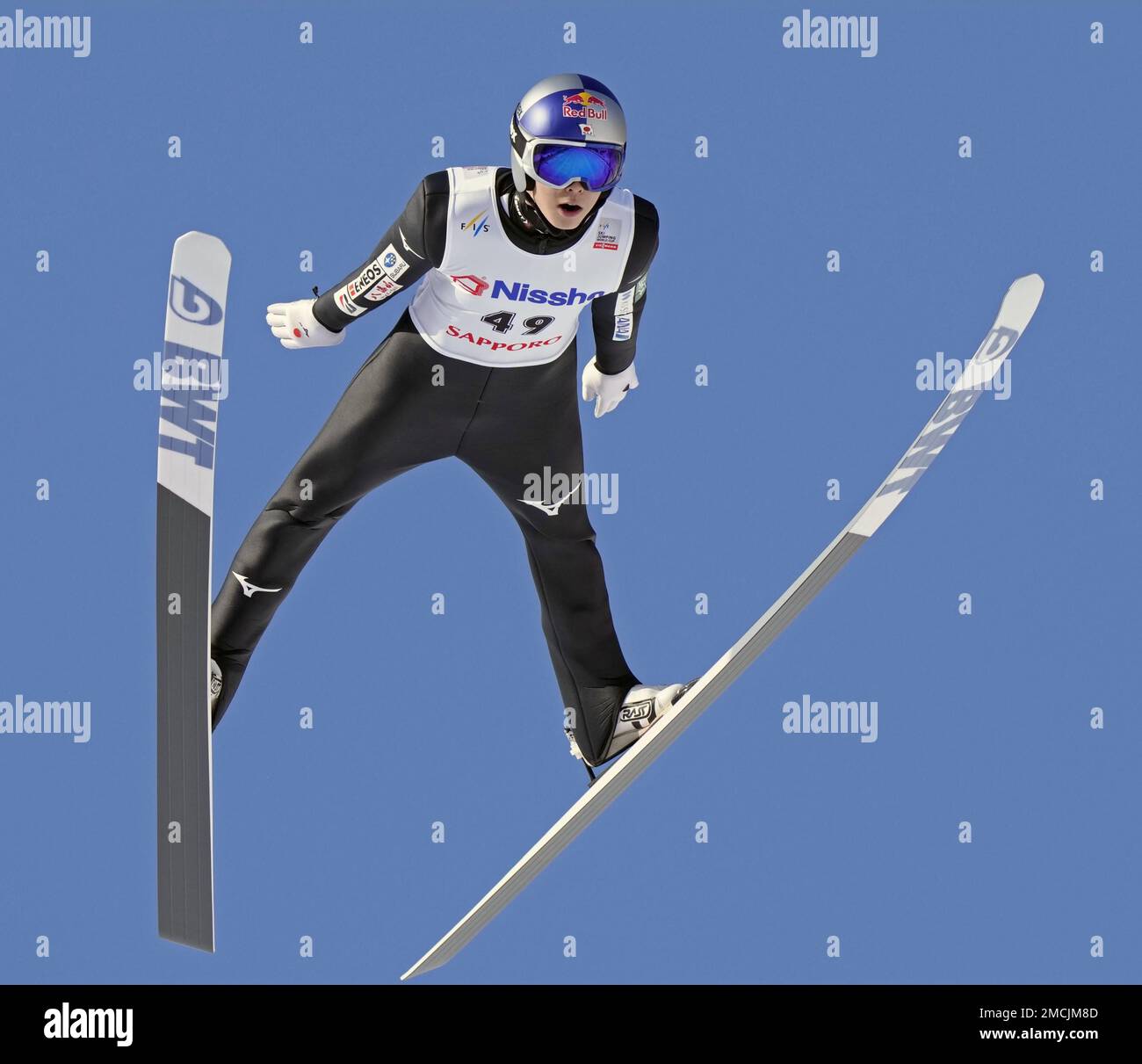 Japan's Ryoyu Kobayashi soars on his first jump during a World Cup ski ...