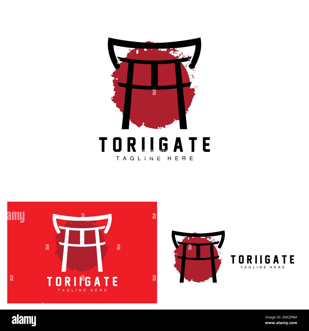 Torii Gate Logo, Japanese History Gate Icon Vector, Chinese Illustration, Wooden Design Company Brand Template Stock Vector