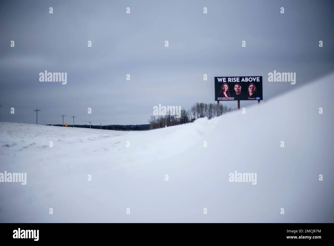 A billboard, part of an awareness campaign to combat prescription opioid abuse in the Native