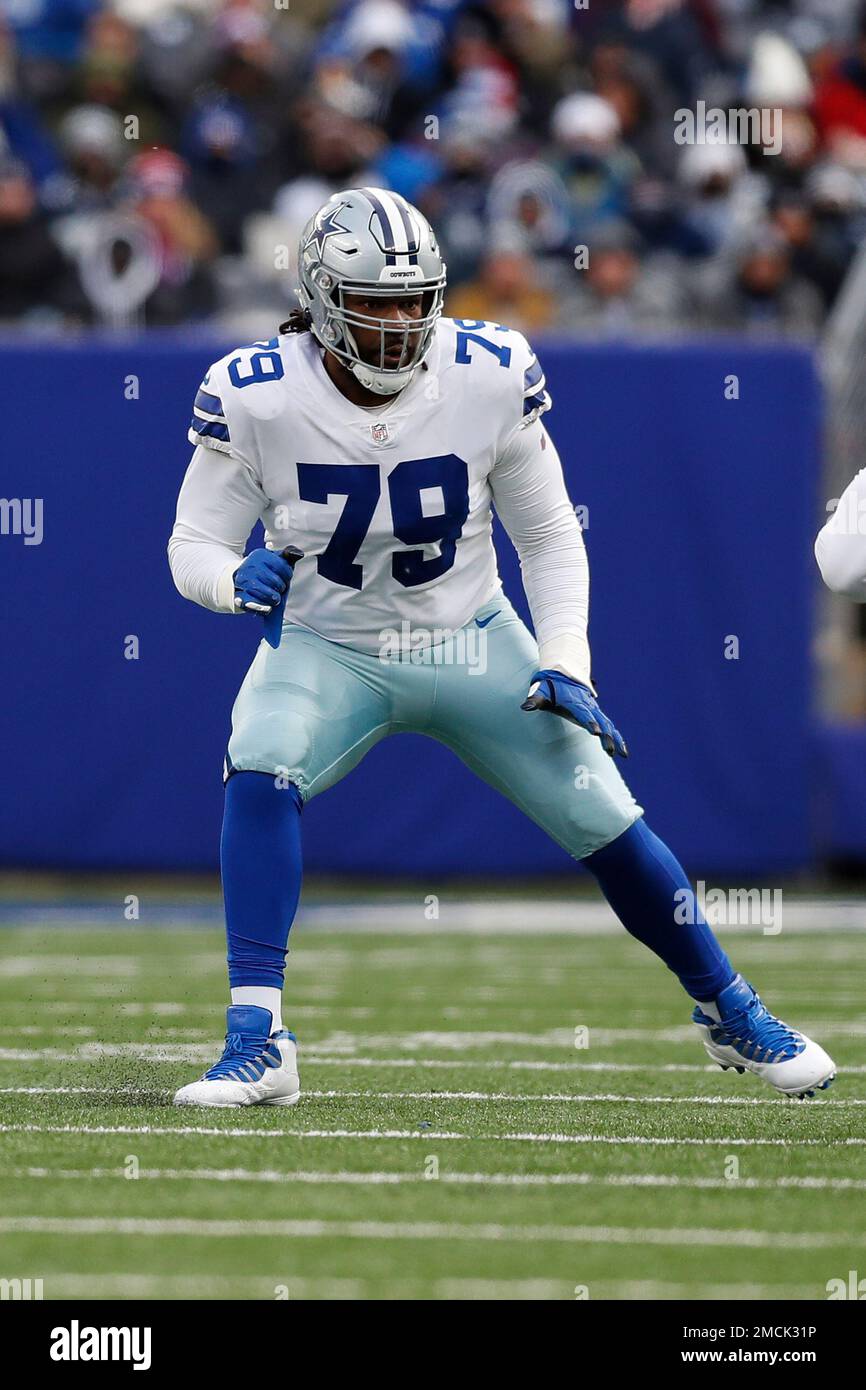 Dallas Cowboys offensive tackle Ty Nsekhe (79) in coverage during an NFL  football game against the New York Giants, Sunday, Dec. 19, 2021, in East  Rutherford, N.J. The Dallas Cowboys defeated the