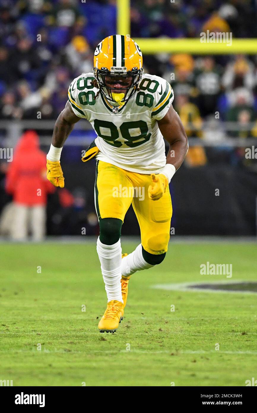 Green Bay Packers wide receiver Juwann Winfree (88) in action during the  second half of an NFL football game against the Baltimore Ravens, Sunday,  Dec. 19, 2021, in Baltimore. (AP Photo/Terrance Williams