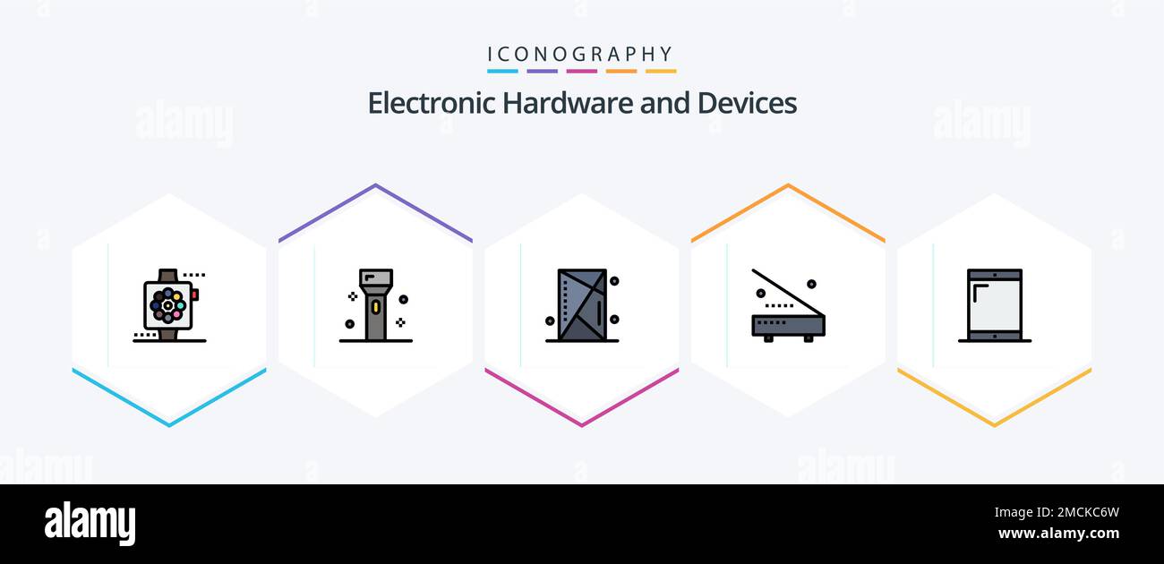 Devices 25 FilledLine icon pack including equipment. electric ...