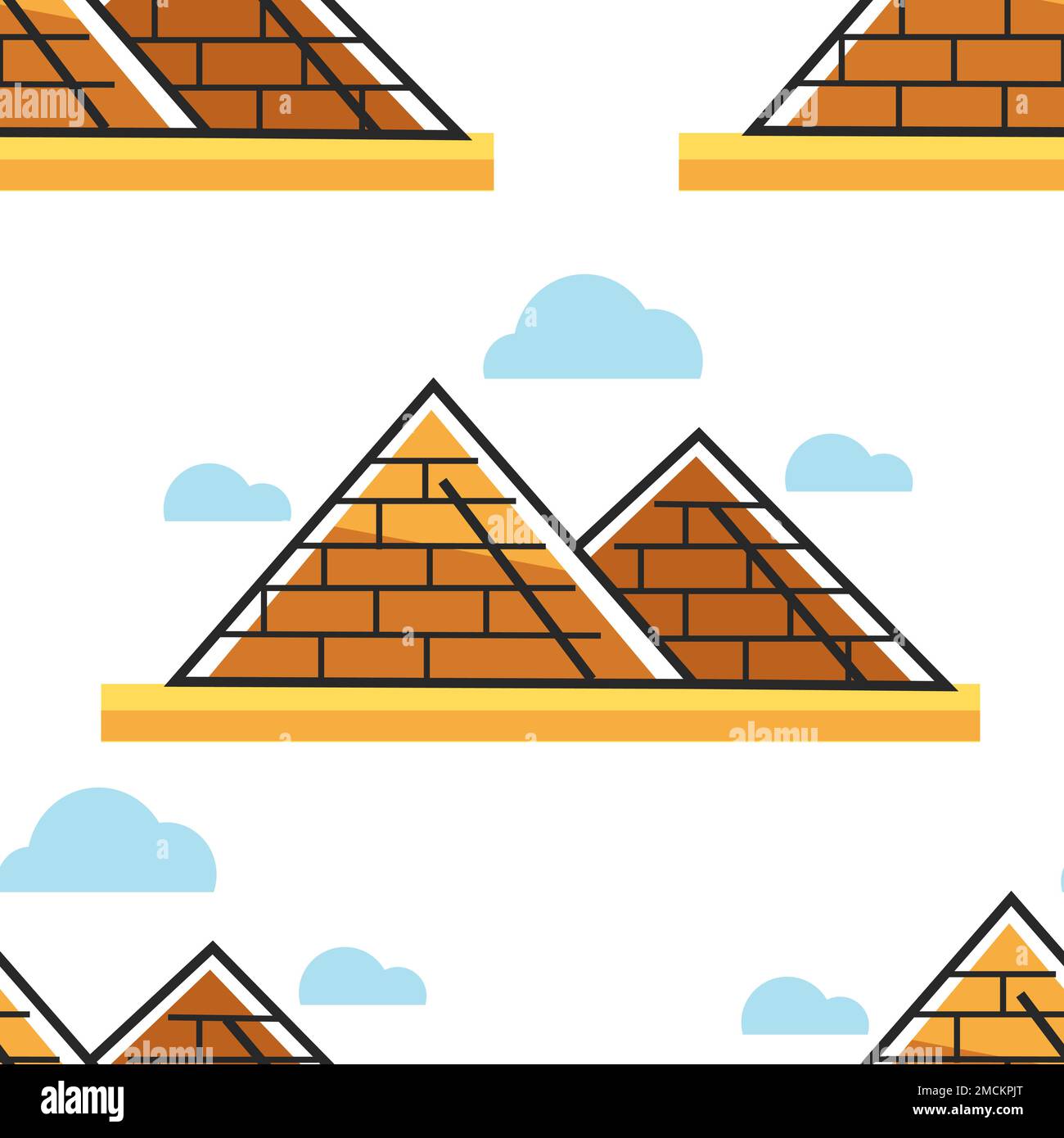 Egypt Architecture Egyptian Pyramids Seamless Pattern Vector 