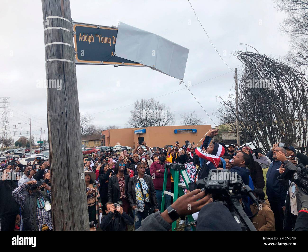A street sign is unveiled to honor slain rapper Young Dolph, whose real ...