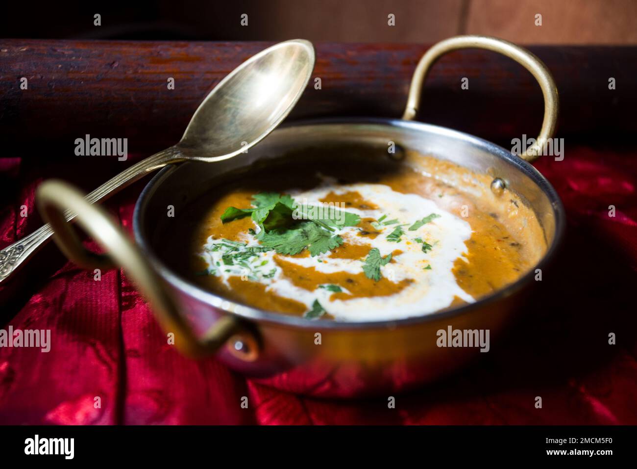 Mulligatawny is an Indian dish that is very similar to a soup. In Tamil the word 'mulligatawny' translates as watery pepper. Stock Photo