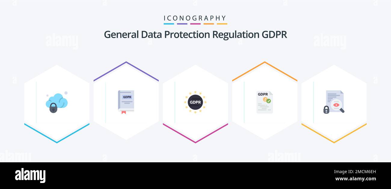 Gdpr 25 Flat icon pack including secure. file. story. eu. protection