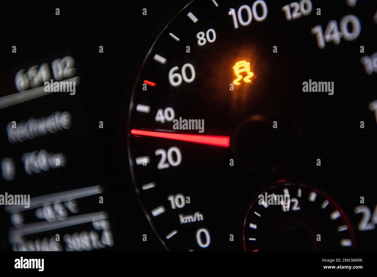 Rinteln, Germany. 22nd Jan, 2023. The ESP warning light flashes on the