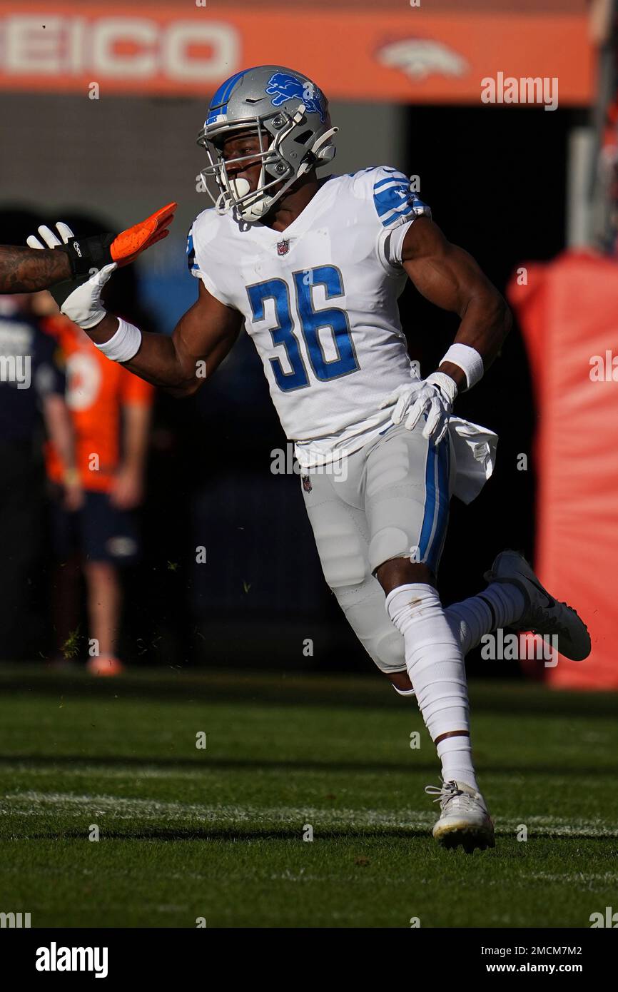 Los Angeles Chargers wide receiver Michael Bandy (36) the Detroit Lions  runs the ball against the Denver Broncos in the first half of an NFL  football game Sunday, Dec 12, 2021, in