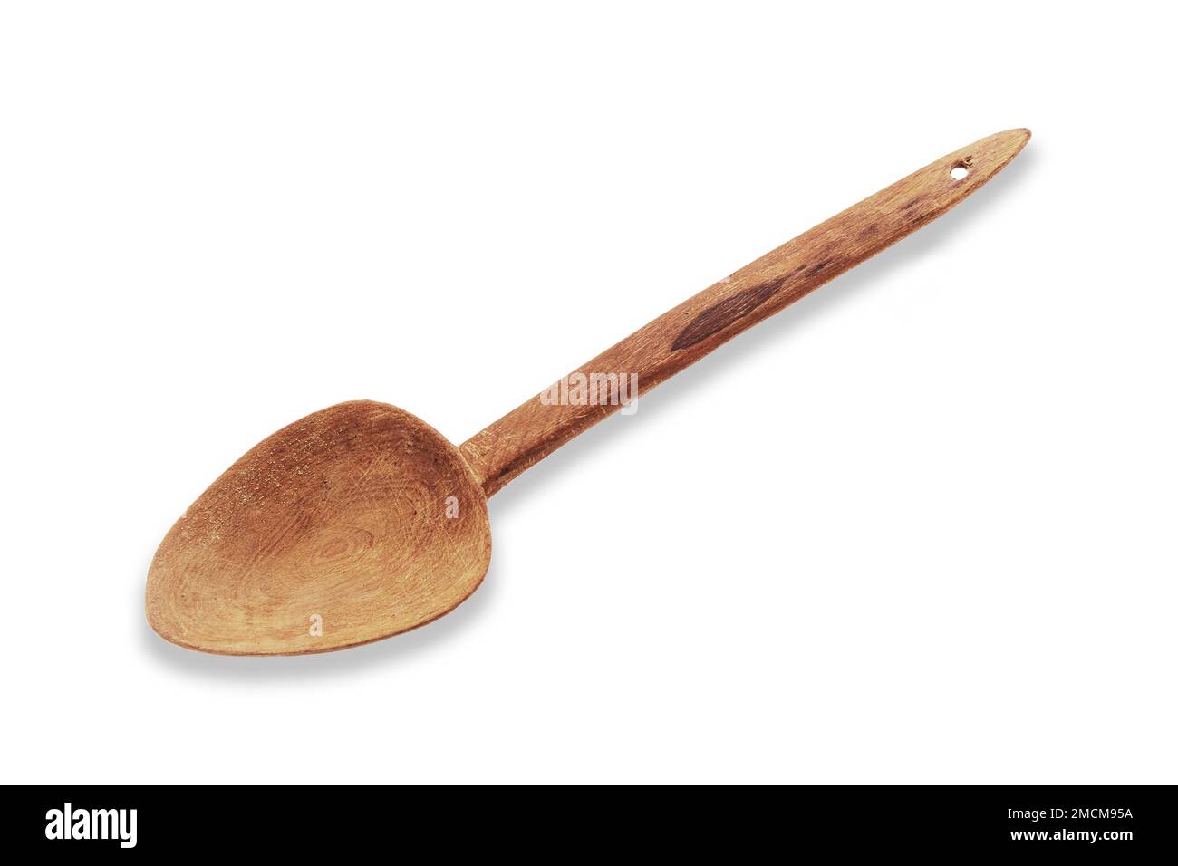 old wooden spoon isolated Stock Photo