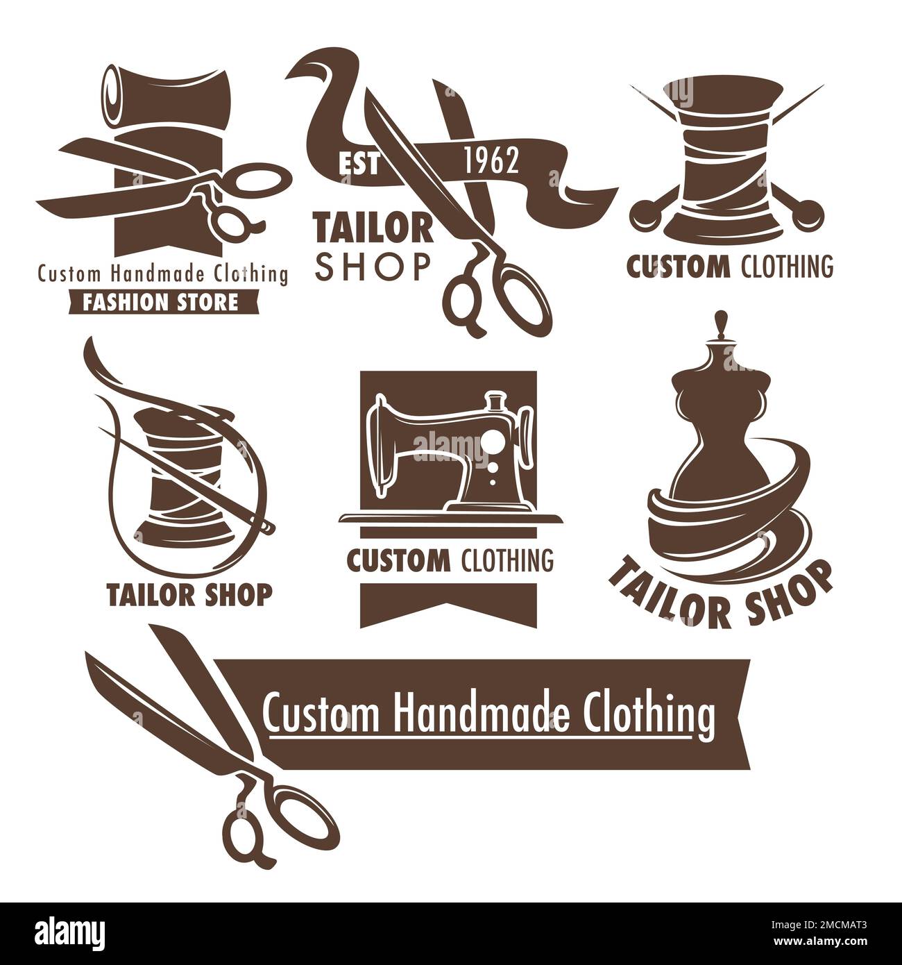 Custom handmade clothing scissors and thread mannequin and sewing tools