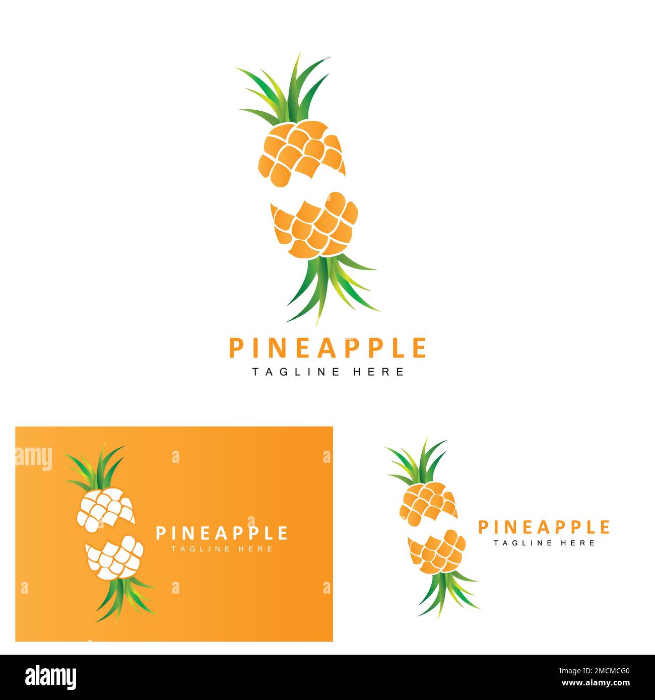 Pineapple Logo Design, Fresh Fruit Vector, Plantation Illustration