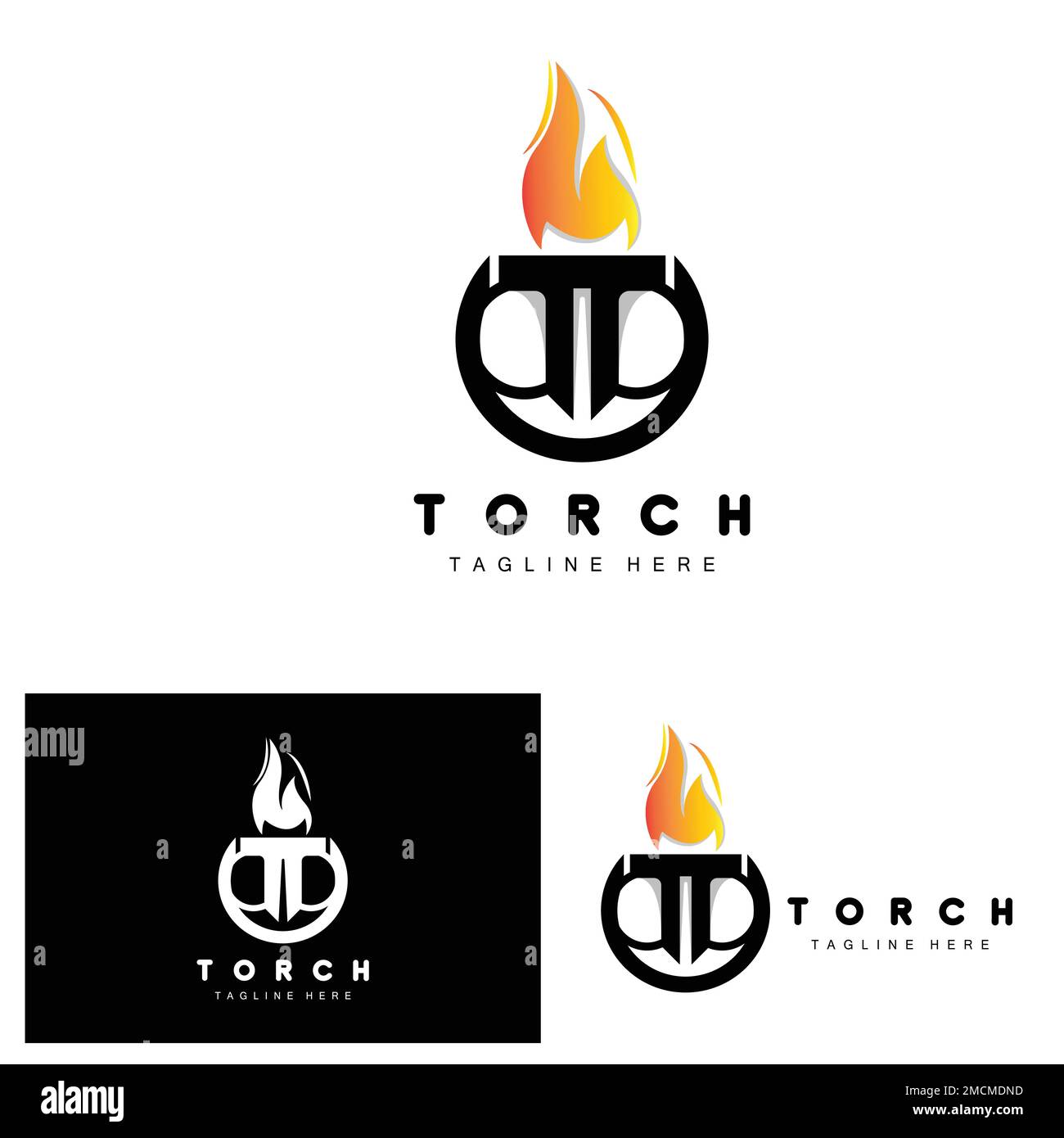 Torch Logo, Fire Design, Letter Logo, Product Brand Icon Stock Vector