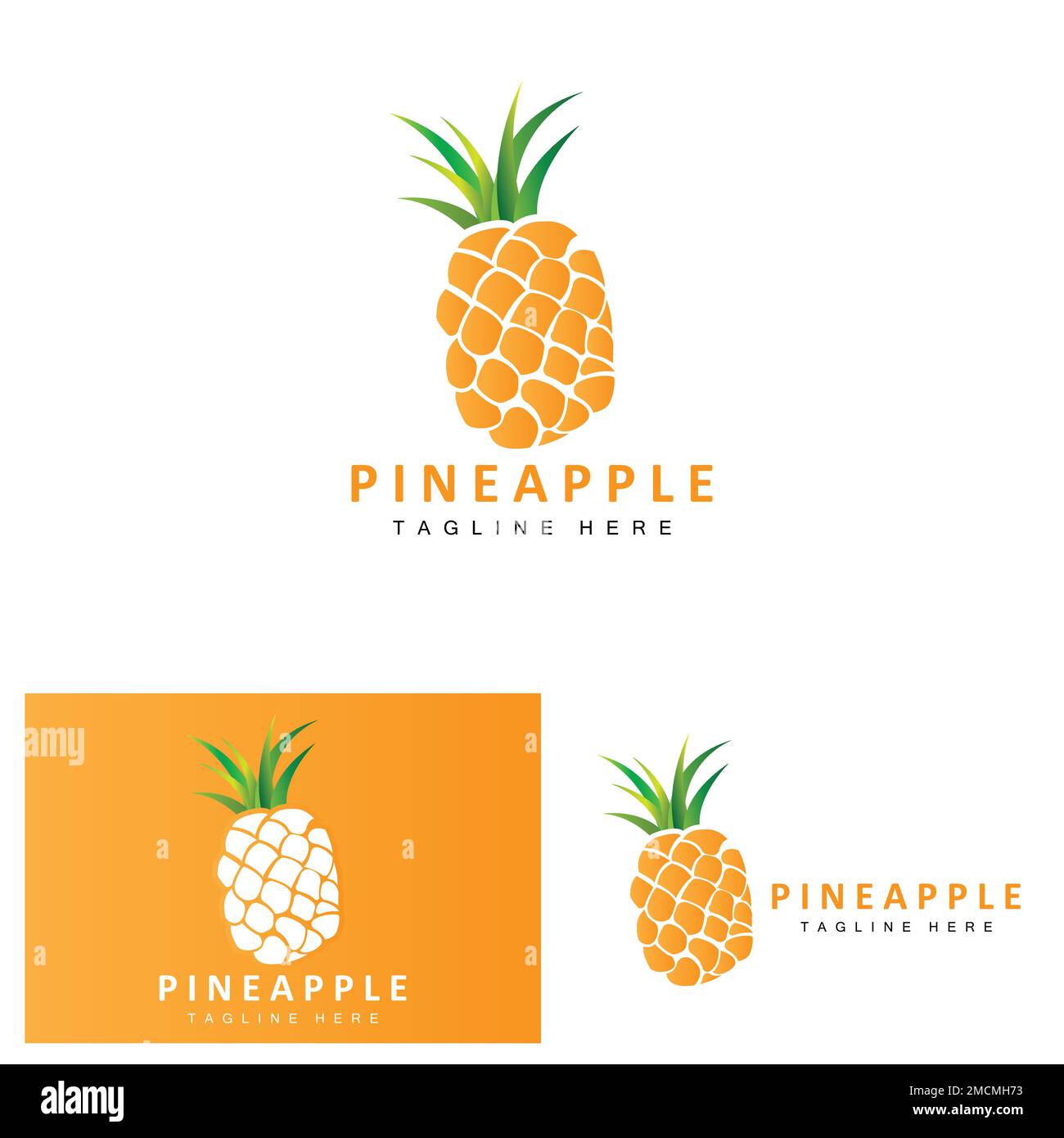 Pineapple Logo Design, Fresh Fruit Vector, Plantation Illustration, Fruit Product Brand Label Stock Vector