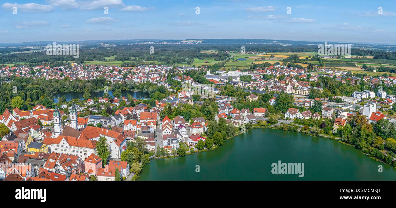 The idyllic upper swabian town of Bad Waldsee from above Stock Photo