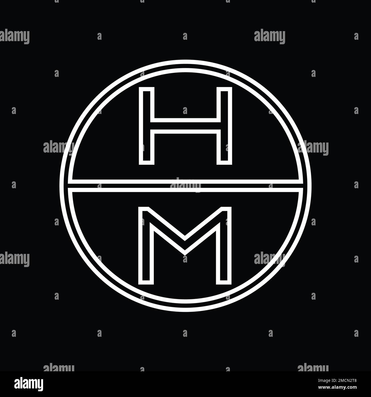 MH Logo monogram abstract inside circle stripe vector images design ...