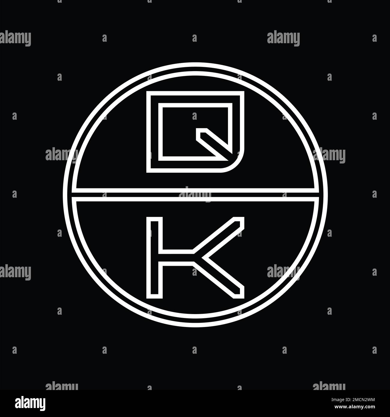 KQ Logo monogram abstract inside circle stripe vector images design ...