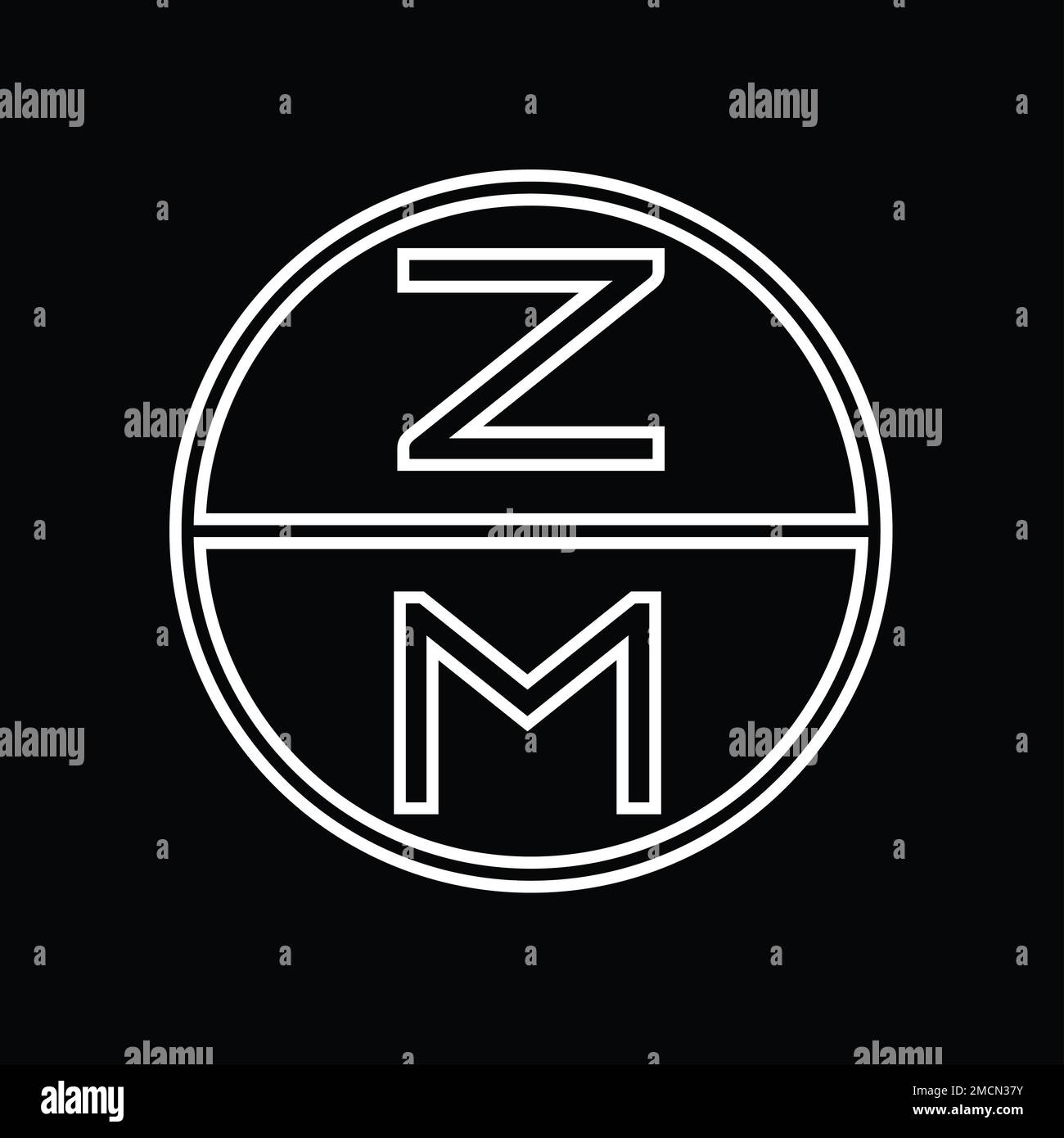 MZ Logo monogram abstract inside circle stripe vector images design ...
