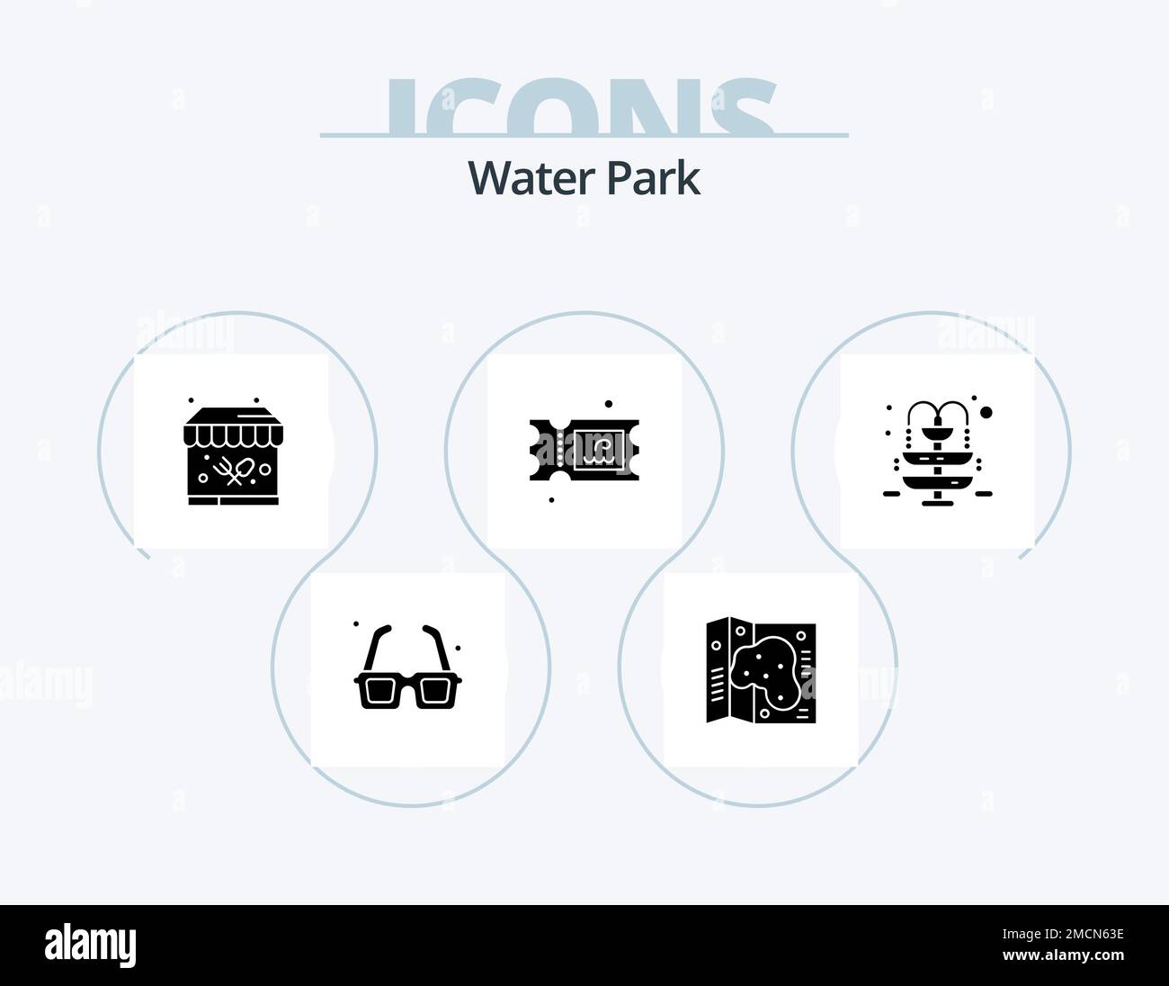 Water Park Glyph Icon Pack 5 Icon Design. park. fountain. garden. park