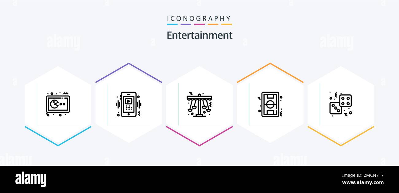 Entertainment 25 Line icon pack including ground. football. player ...
