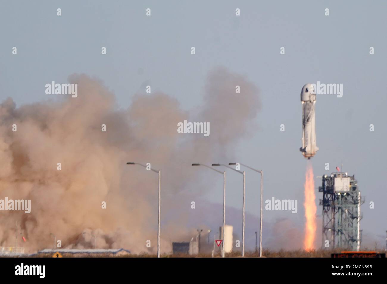fBlue Origin's New Shepard rocket launches carrying TV celebrity and