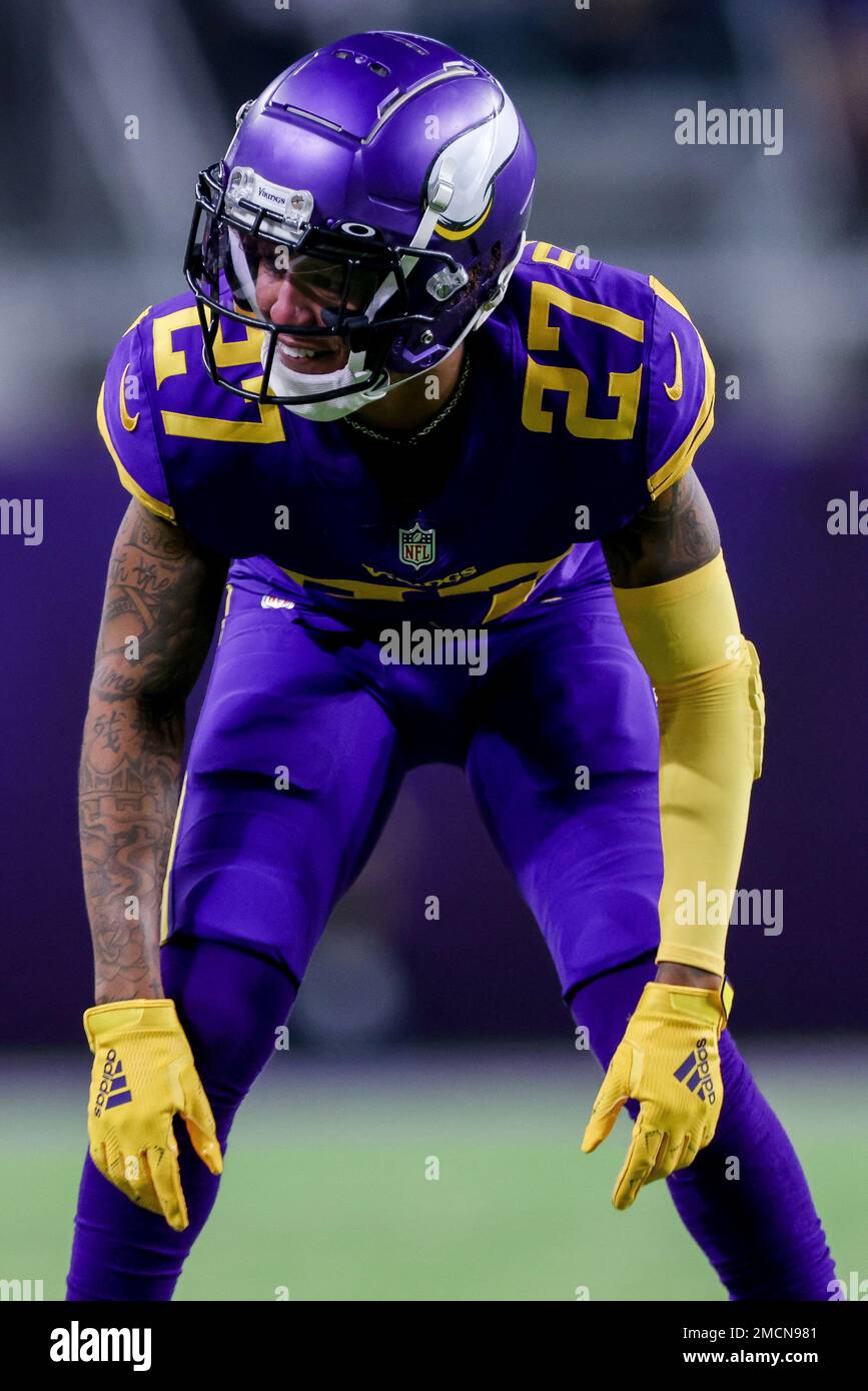 Minnesota Vikings cornerback Cameron Dantzler (27) plays against the  Atlanta Falcons during the first half of an NFL football game, Sunday, Oct.  18, 2020, in Minneapolis. (AP Photo/Jim Mone Stock Photo - Alamy