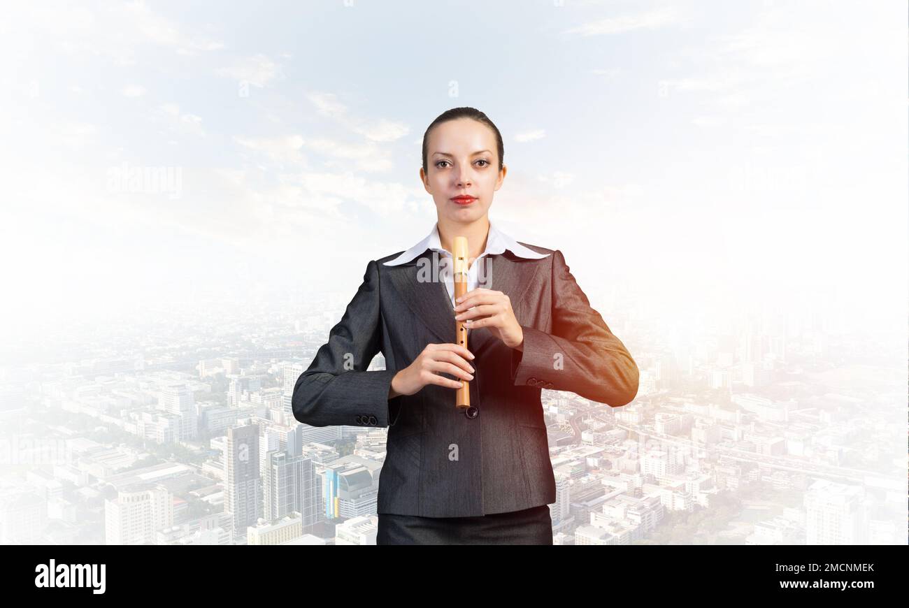 Young business woman with a fife Stock Photo Alamy