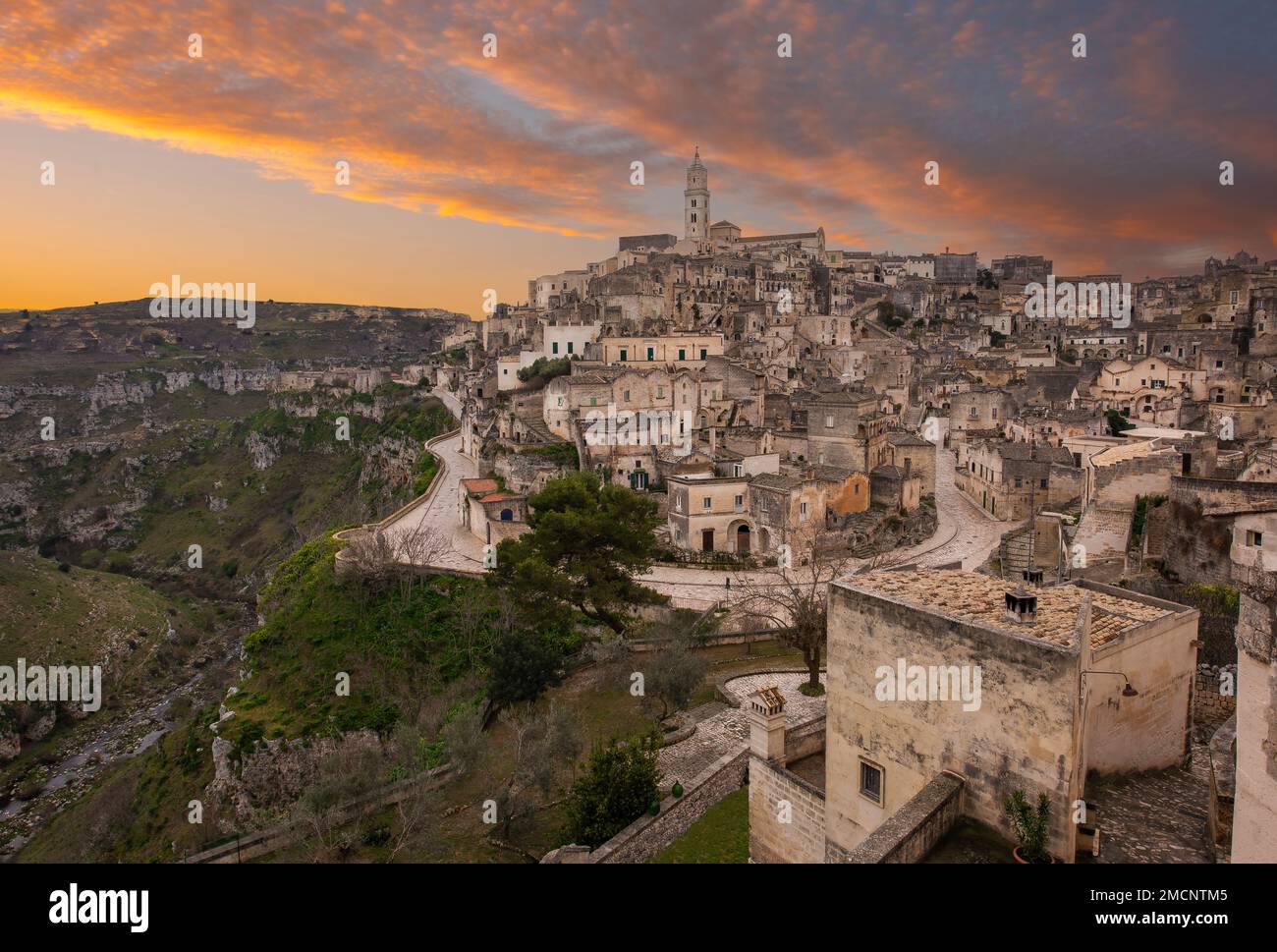 The old town of Matera, Basilicata, Southern Italy during a beautiful