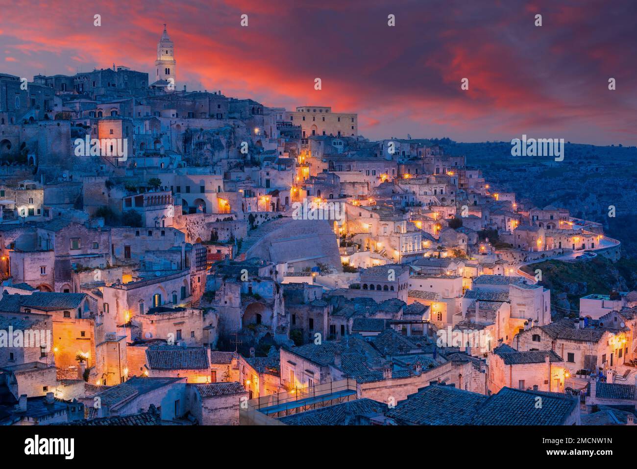 The old town of Matera, Basilicata, Southern Italy during a beautiful