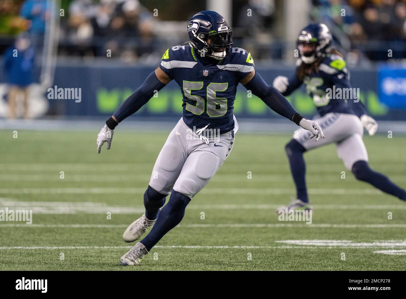 Seattle Seahawks linebacker Jordyn Brooks is pictured an NFL football game, Sunday, Dec. 5, 2021