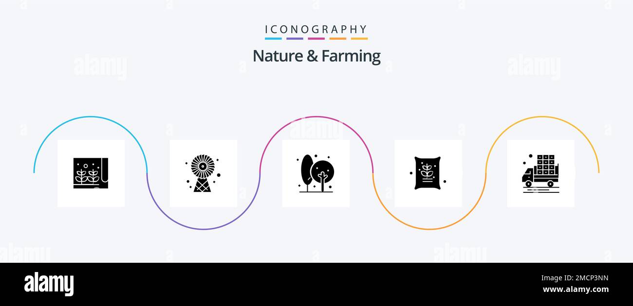 Nature And Farming Glyph 5 Icon Pack Including agriculture. farming ...