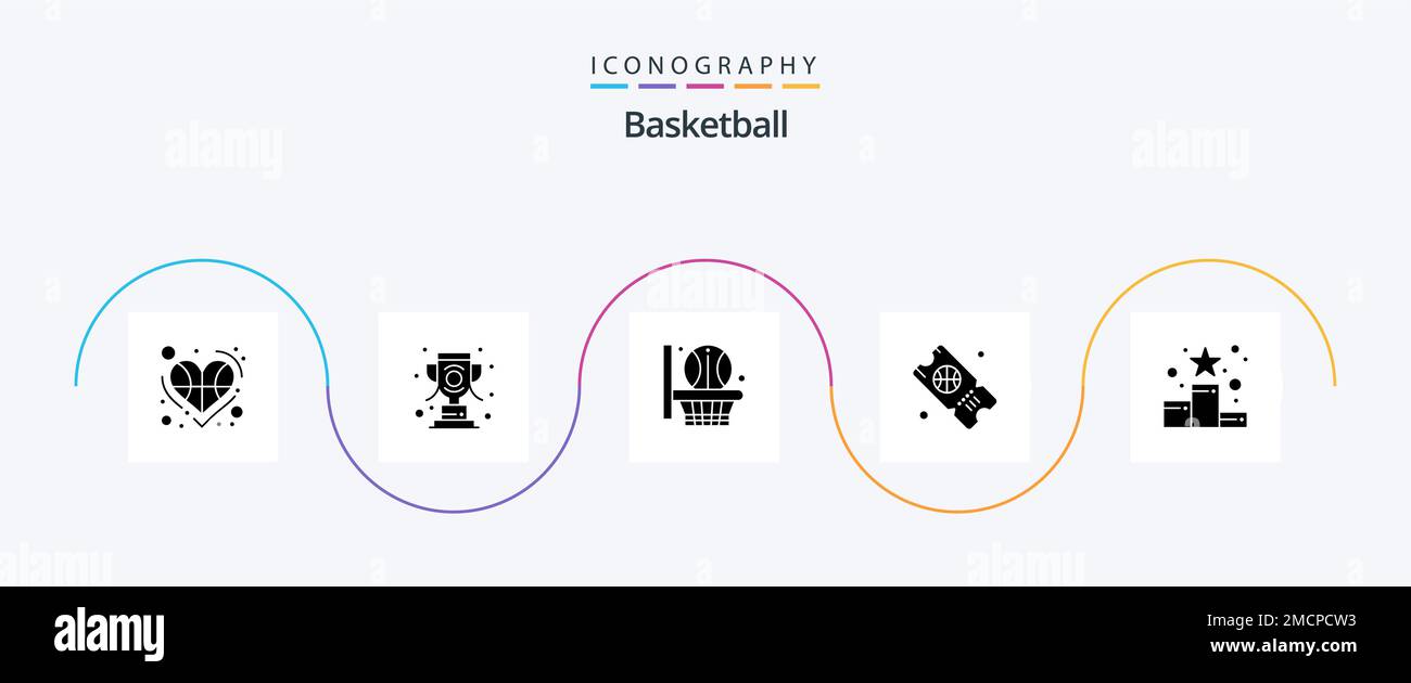 Basketball Glyph 5 Icon Pack Including position star. achievement