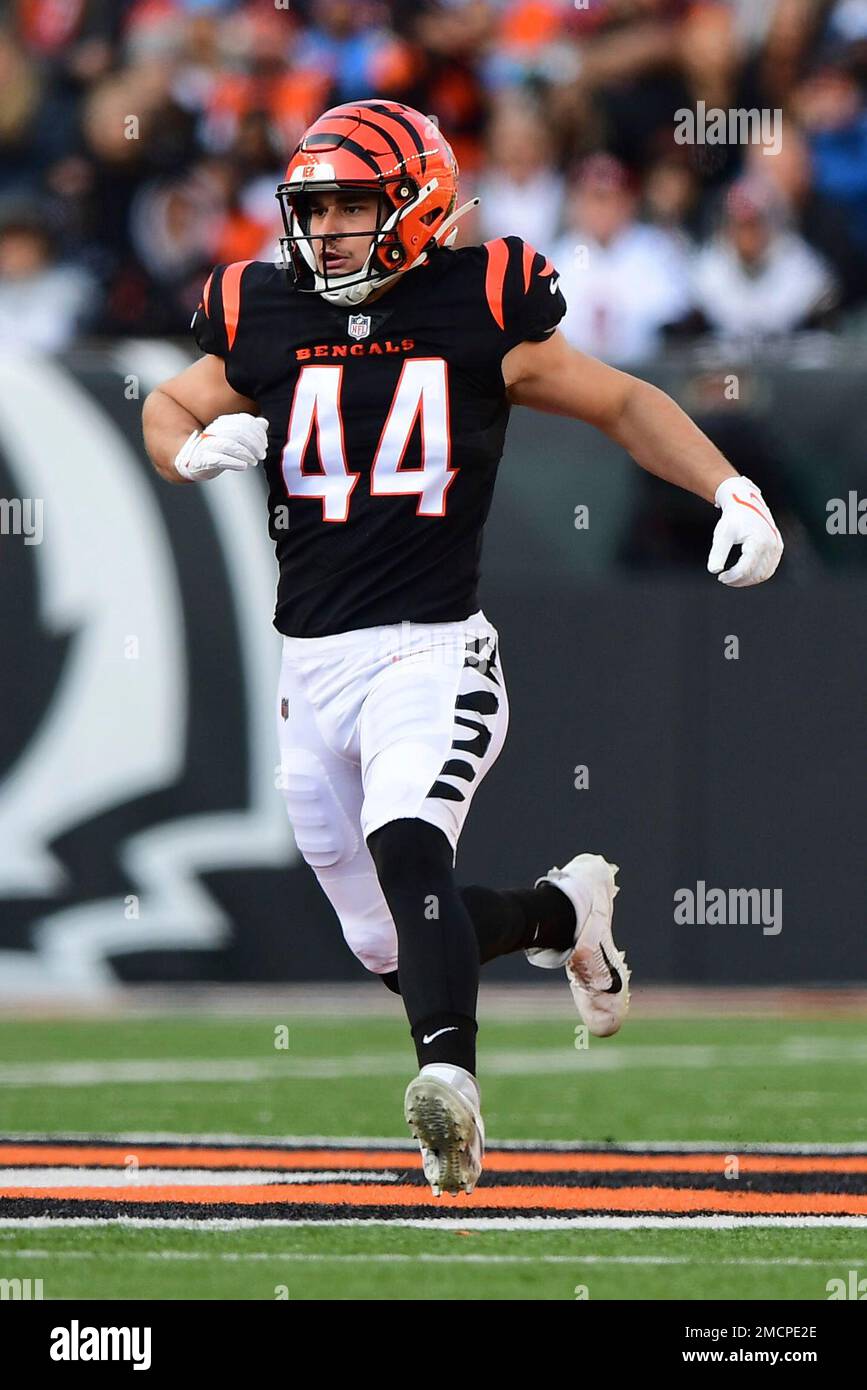 Cincinnati Bengals linebacker Clay Johnston (44) runs for the play