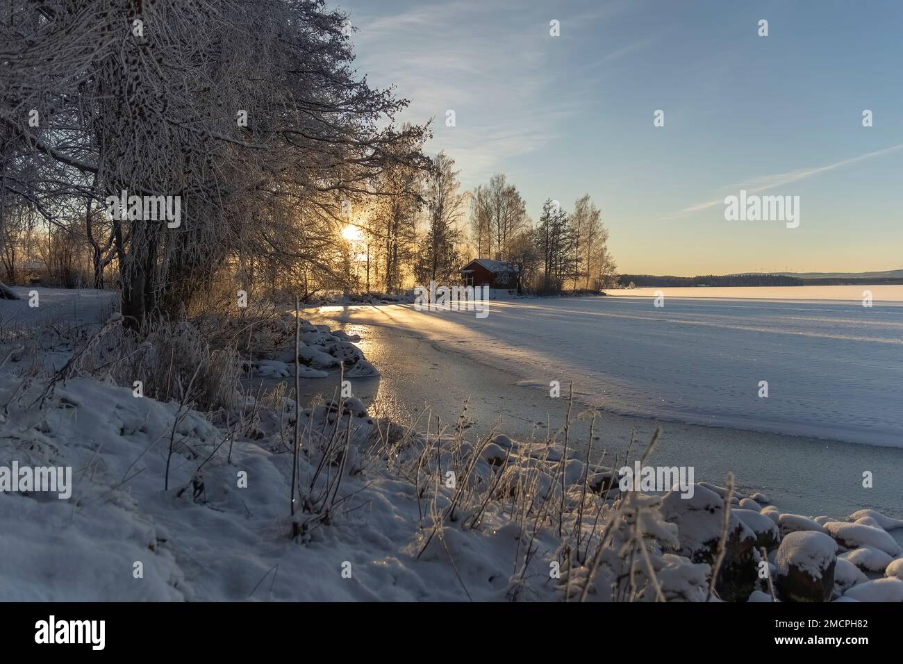 Afternoon winter pictures from Ludvika Dalarna Sweden. Stock Photo