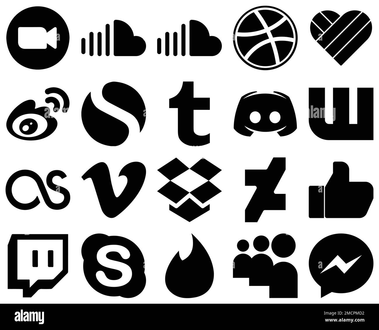 Flat Circle White Icon Set message. douyin. discord and twitch 20 Stylish  Icons Stock Vector Image & Art - Alamy