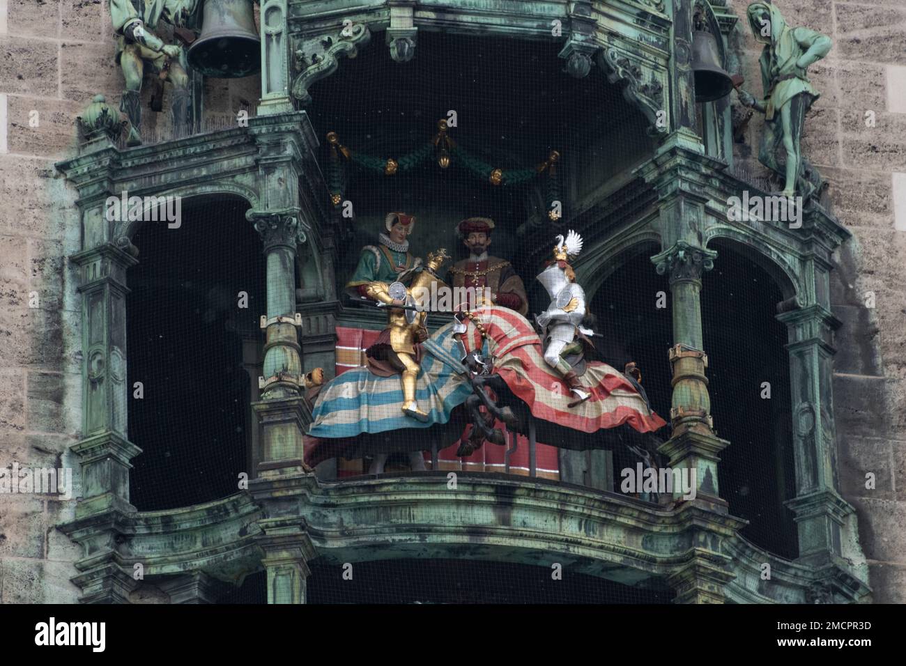 Munich Glockenspiel Clock Close-up. Marienplatz, Munich, Germany Stock Photo
