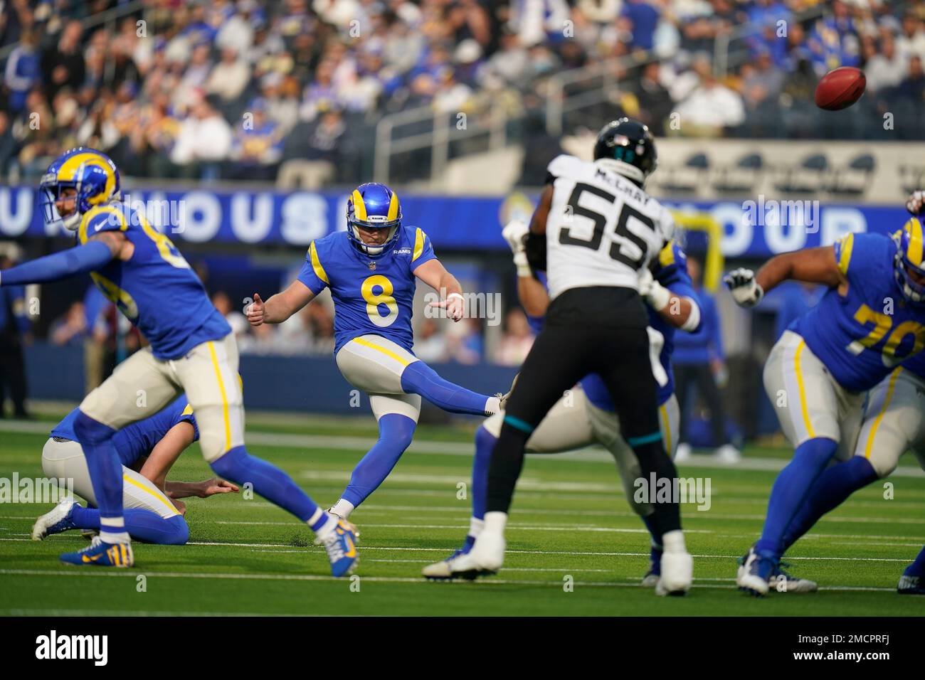 Los Angeles Rams kicker Matt Gay makes a field goal during the first ...