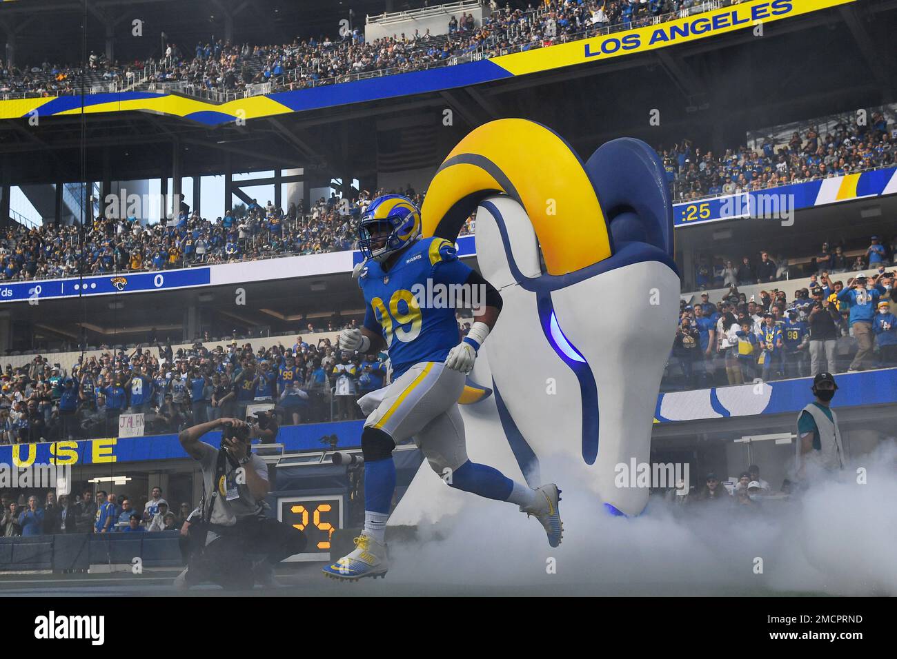Los Angeles Rams defensive end Aaron Donald enters the field before an ...