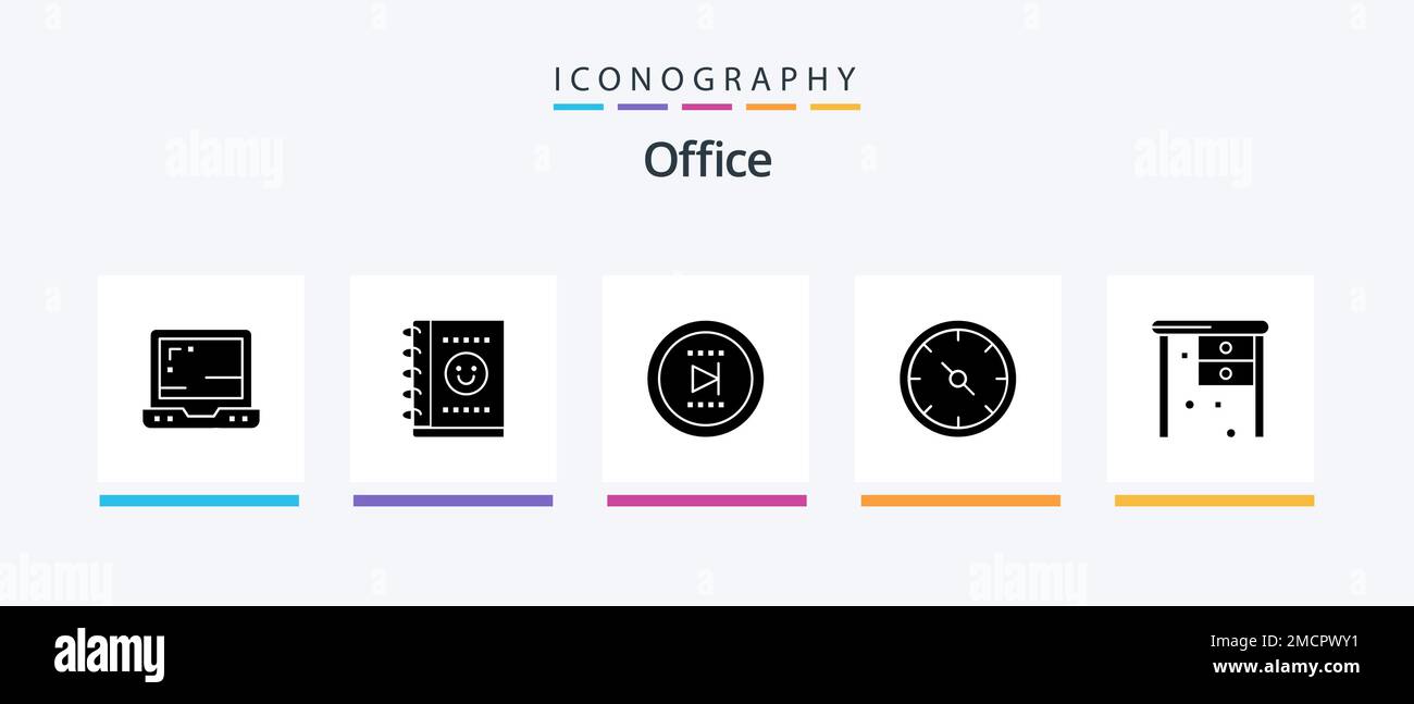 Office Glyph 5 Icon Pack Including working desk. office. online. desk
