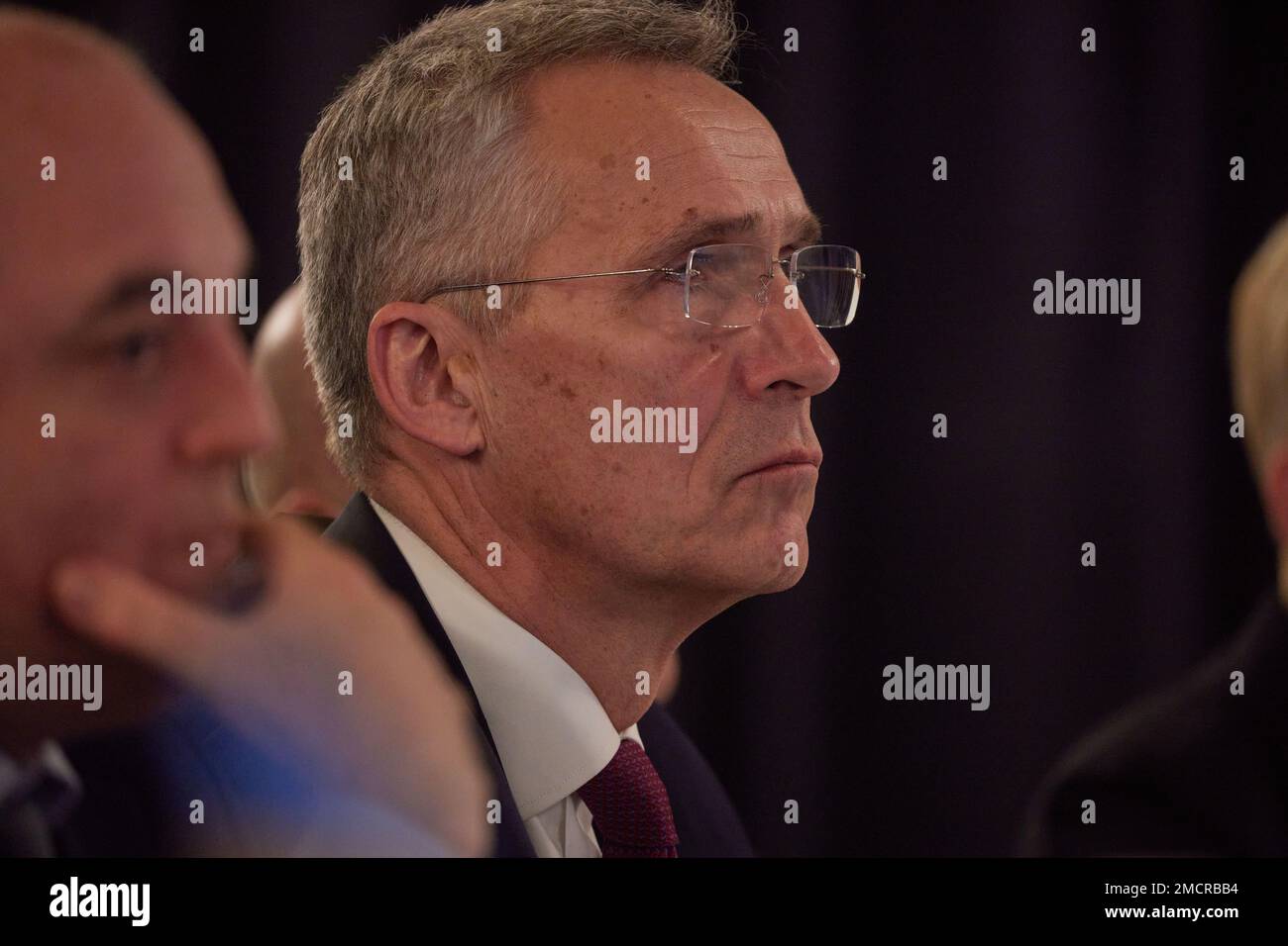 Ramstein, Germany . 20th Jan, 2023. RAMSTEIN, GERMANY, US Airforce Base, 20. January 2023: :NATO's Secretary General Jens Stoltenberg prior of the start of he Ukraine Defense Contact Group conference on Friday 20 January, 2023 at the US Air Force Base Ramstein in Germany to discuss and implement urgent military aid for Ukraine in its fight against the Russian aggression war Credit: SPP Sport Press Photo. /Alamy Live News Stock Photo