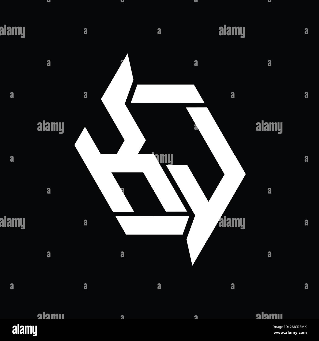 KJ Logo monogram hexagon modern abstract shape vector images design ...