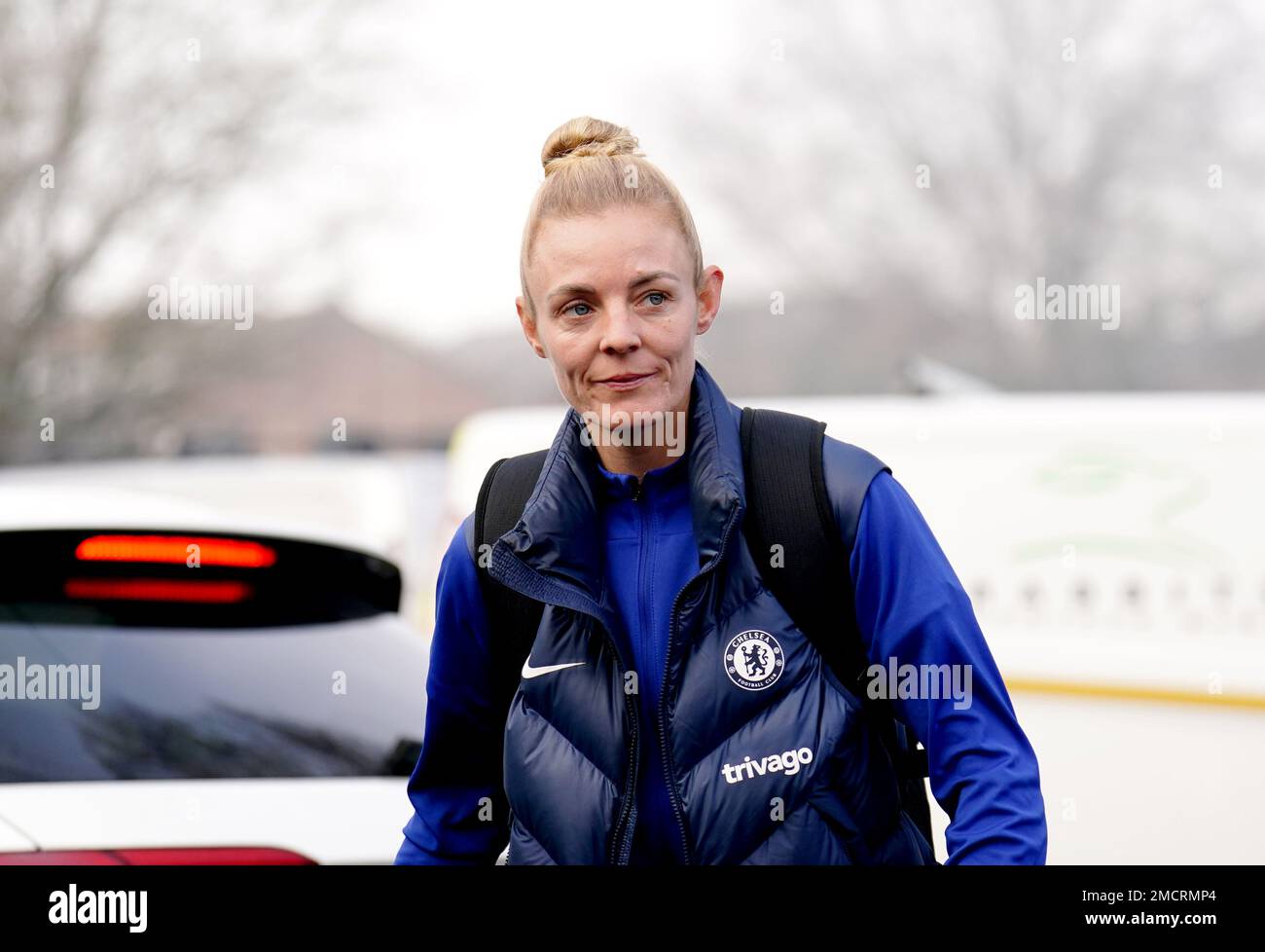 Chelsea's Sophie Ingle arrives ahead of the Barclays Women's Super League match at Kingsmeadow, London. Picture date: Sunday January 22, 2023. Stock Photo