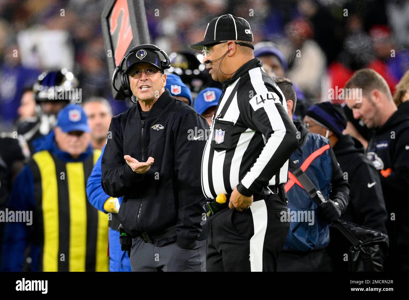 NFL Down Judge Frank LeBlanc (44) on the field during an NFL football game,  Saturday, Aug. 20, 2022, in Indianapolis. (AP Photo/Zach Bolinger Stock  Photo - Alamy