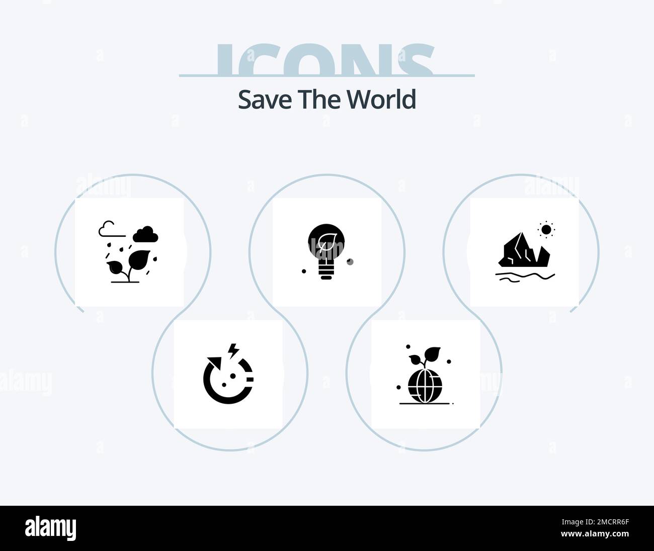 Save The World Glyph Icon Pack 5 Icon Design. ecology. green. world. environment. leaf Stock Vector