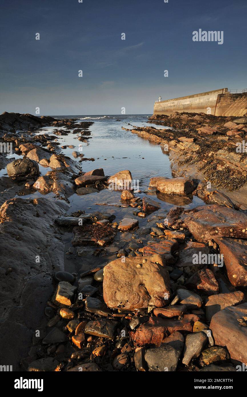 Harbour wall at low tide, Fife, Scotland Stock Photo